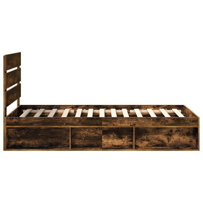 Bed Frame with Headboard Smoked Oak 90 x 200 cm Solid Pine Wood