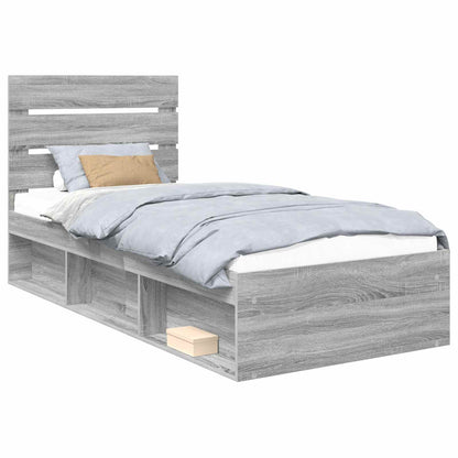 Bed Frame Grey Sonoma 90 x 200 cm Solid Pine Wood