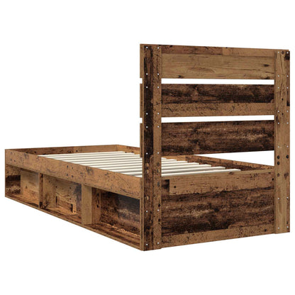 Bed Frame with Headboard Old Wood 90 x 200 cm Solid Pine Wood