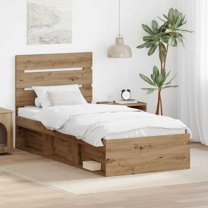 Bed Frame Artisian Oak 90 x 200 cm Solid Pine Wood