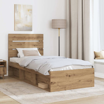 Bed Frame Artisian Oak 90 x 200 cm Solid Pine Wood