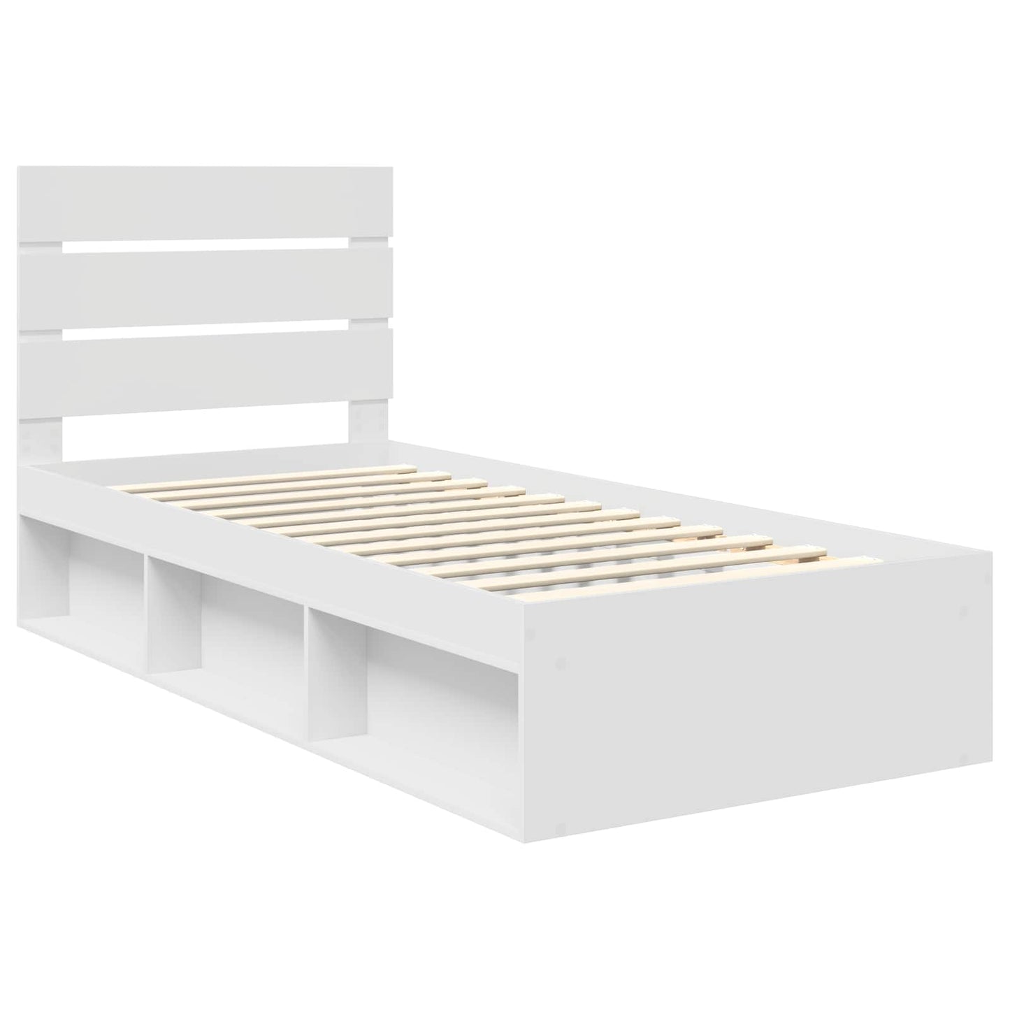 Bed Frame with Headboard White 90 x 190 cm Solid Pine Wood