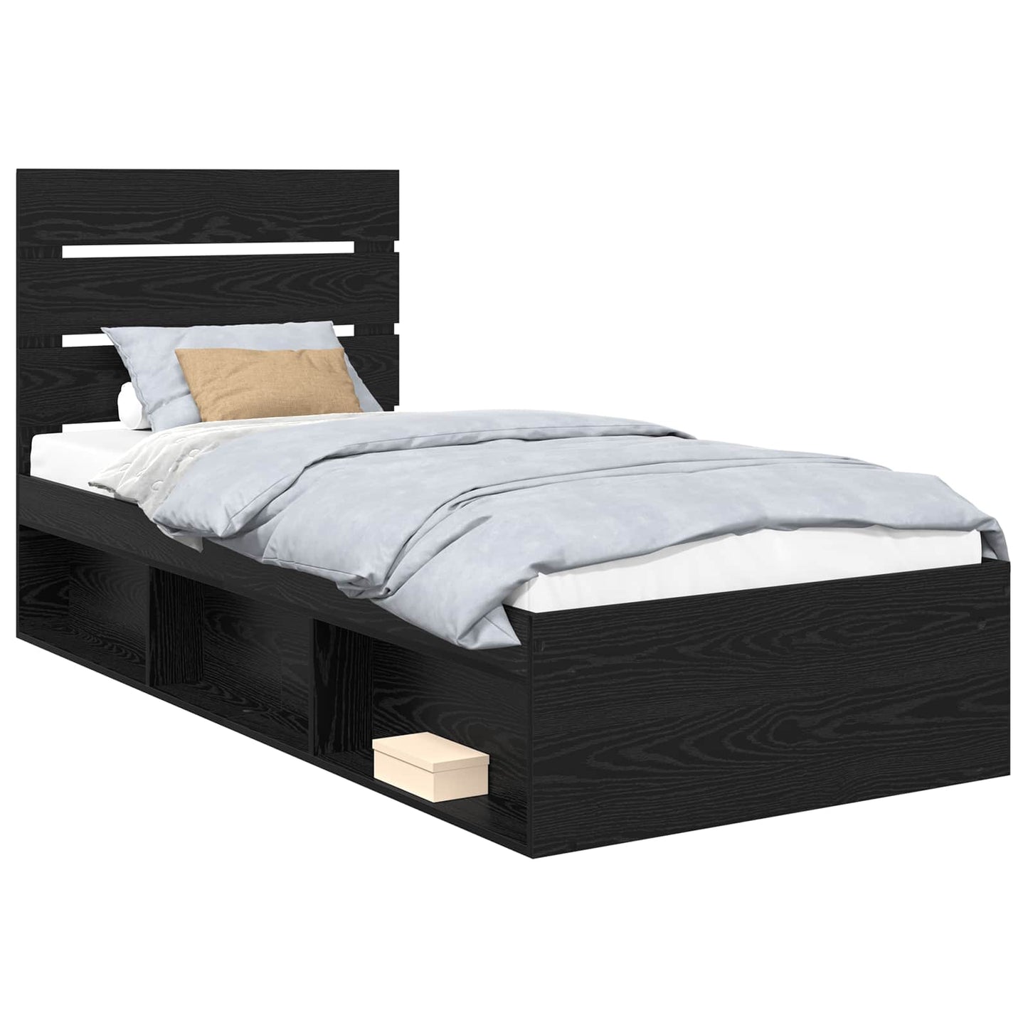 Bed Frame with Headboard Black 90 x 190 cm Solid Pine Wood