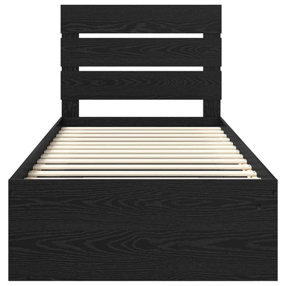 Bed Frame with Headboard Black 90 x 190 cm Solid Pine Wood