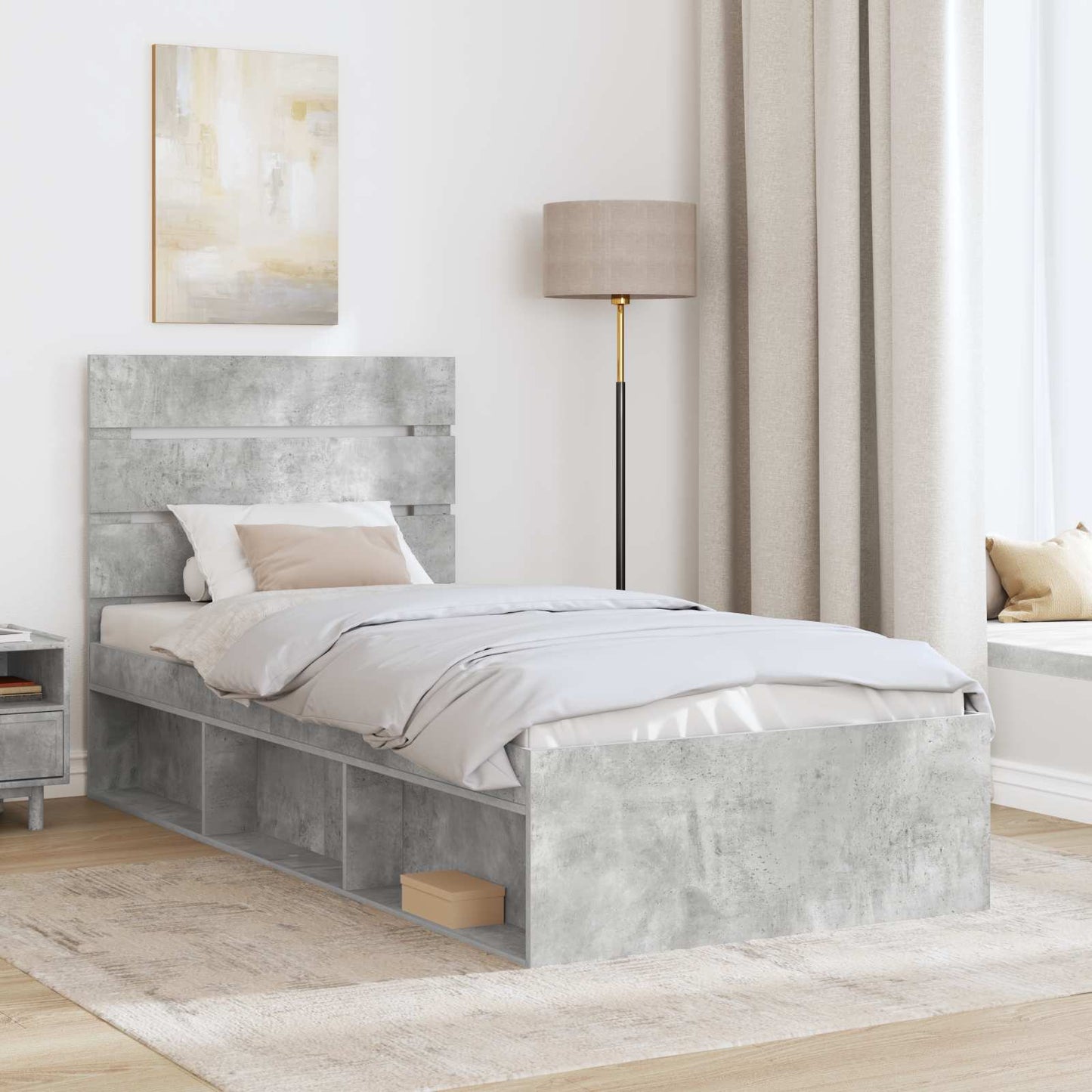 Bed Frame Concerte Grey 90 x 190 cm Solid Pine Wood