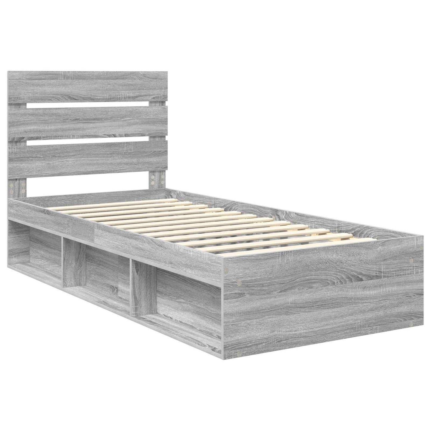 Bed Frame Grey Sonoma 90 x 190 cm Solid Pine Wood