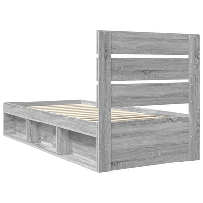 Bed Frame Grey Sonoma 90 x 190 cm Solid Pine Wood