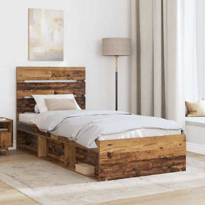 Bed Frame with Headboard Old Wood 90 x 190 cm Solid Pine Wood