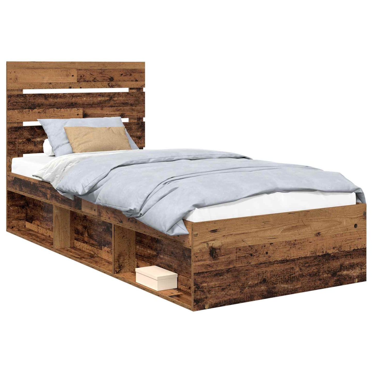 Bed Frame with Headboard Old Wood 90 x 190 cm Solid Pine Wood