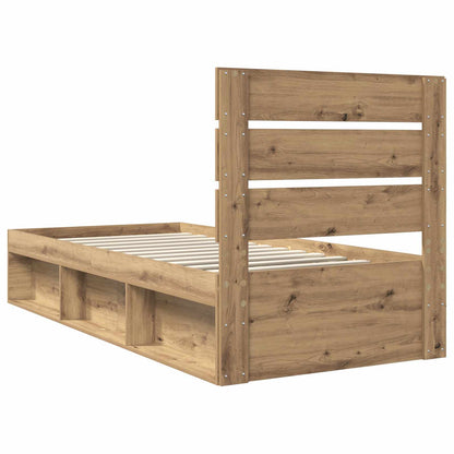 Bed Frame Artisian Oak 90 x 190 cm Solid Pine Wood