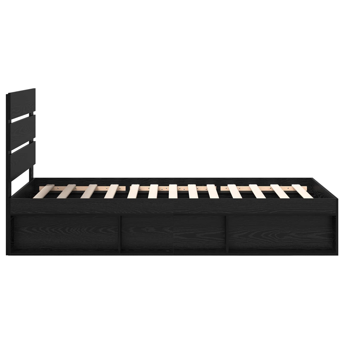 Bed Frame with Headboard Black 75 x 190 cm Solid Pine Wood