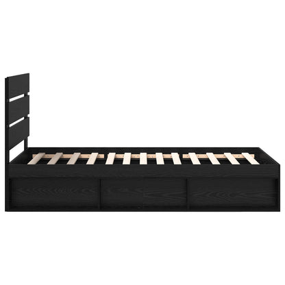 Bed Frame with Headboard Black 75 x 190 cm Solid Pine Wood