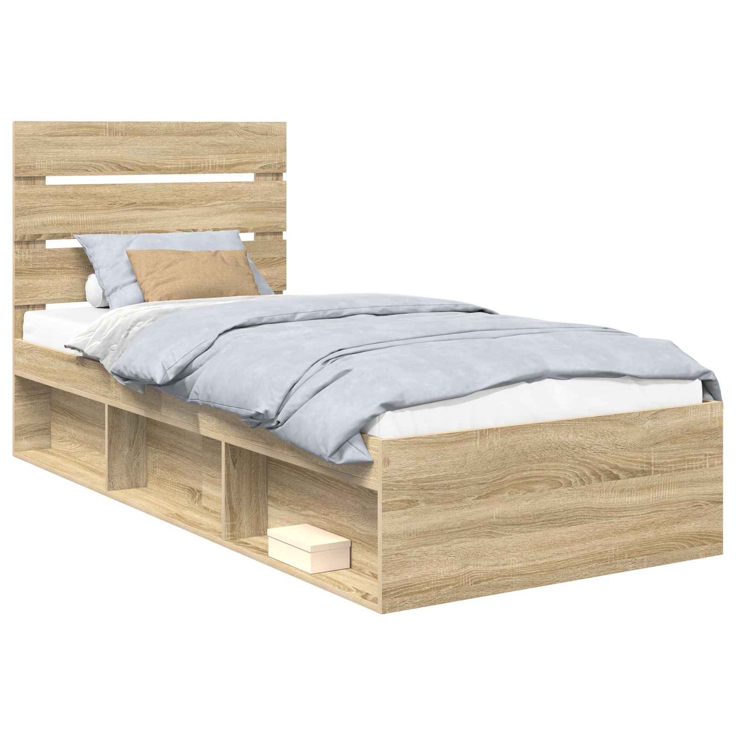 Bed Frame with Headboard Sonoma Oak 75 x 190 cm Solid Pine Wood