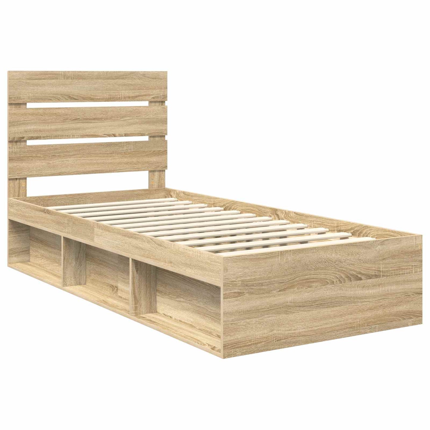 Bed Frame with Headboard Sonoma Oak 75 x 190 cm Solid Pine Wood