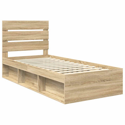 Bed Frame with Headboard Sonoma Oak 75 x 190 cm Solid Pine Wood