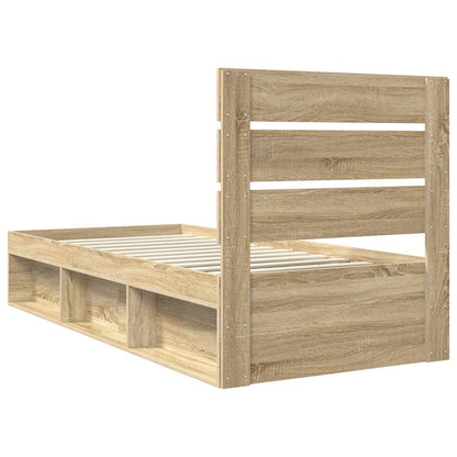 Bed Frame with Headboard Sonoma Oak 75 x 190 cm Solid Pine Wood