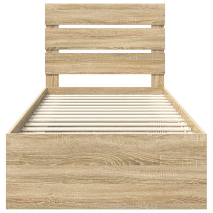 Bed Frame with Headboard Sonoma Oak 75 x 190 cm Solid Pine Wood