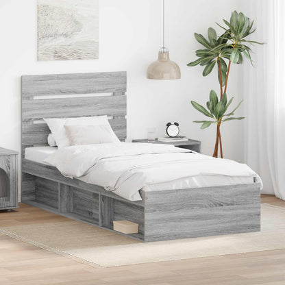Bed Frame Grey Sonoma 75 x 190 cm Solid Pine Wood