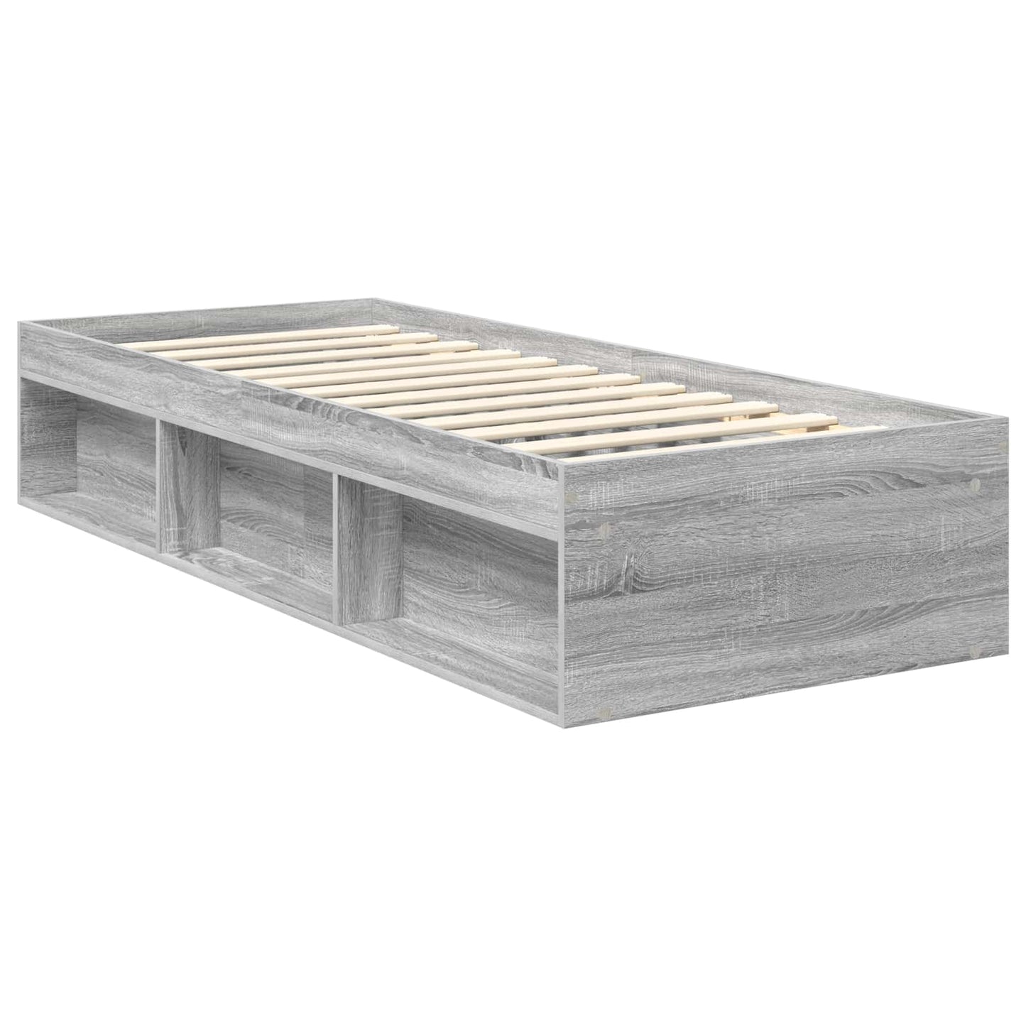 Bed Frame Grey Sonoma 75 x 190 cm Solid Pine Wood