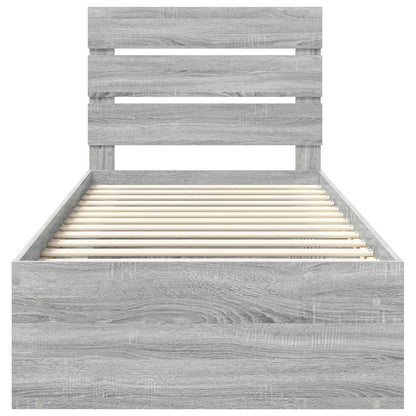 Bed Frame Grey Sonoma 75 x 190 cm Solid Pine Wood