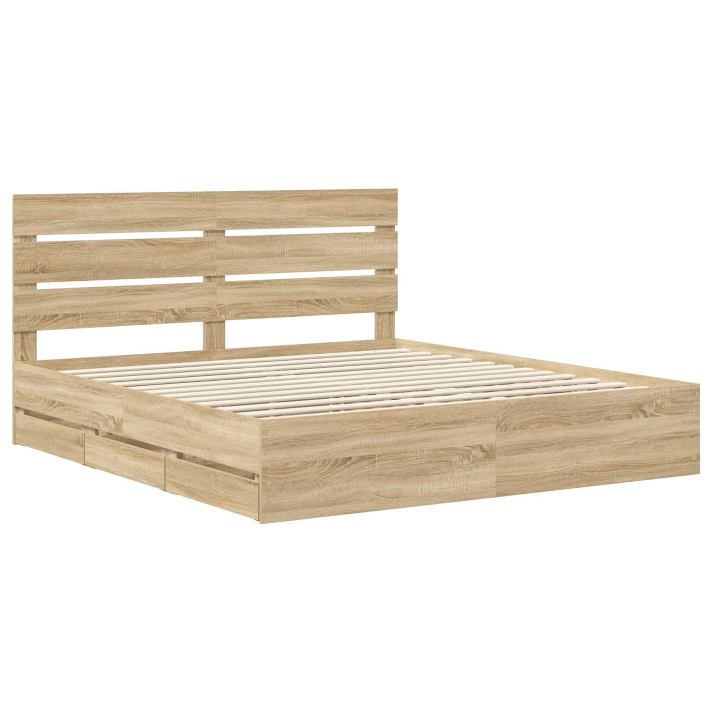 Bed Frame with Drawer Sonoma Oak 200 x 200 cm Engineer Wood