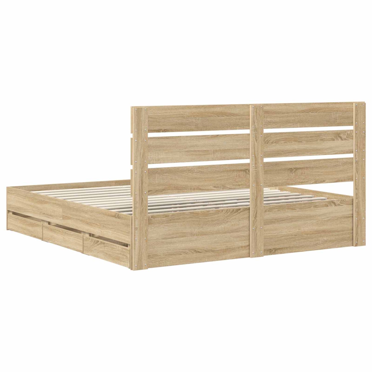 Bed Frame with Drawer Sonoma Oak 200 x 200 cm Engineer Wood
