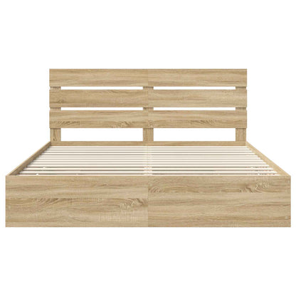 Bed Frame with Drawer Sonoma Oak 200 x 200 cm Engineer Wood