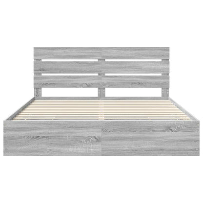 Bed Frame with Drawer Grey Sonoma 200 x 200 cm Engineer Wood