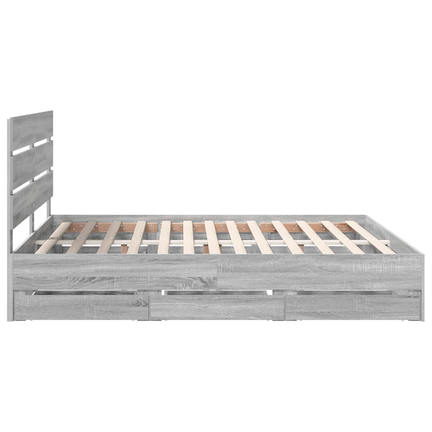 Bed Frame with Drawer Grey Sonoma 200 x 200 cm Engineer Wood