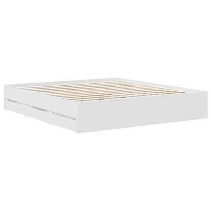 Bed Frame with Drawer White 180 x 200 cm Engineer Wood