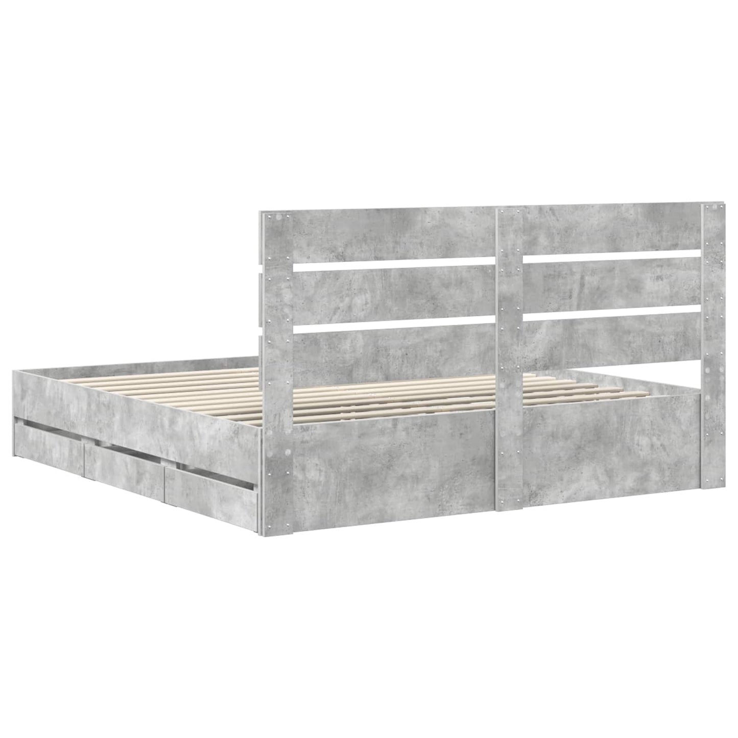 Bed Frame with Drawer Concrete Grey 180 x 200 cm Engineer Wood