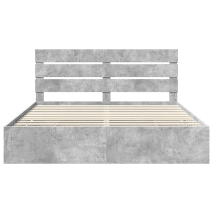 Bed Frame with Drawer Concrete Grey 180 x 200 cm Engineer Wood