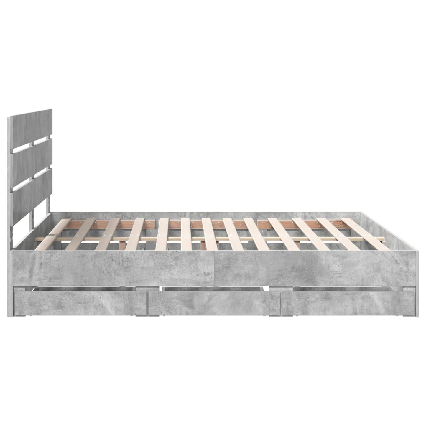Bed Frame with Drawer Concrete Grey 180 x 200 cm Engineer Wood