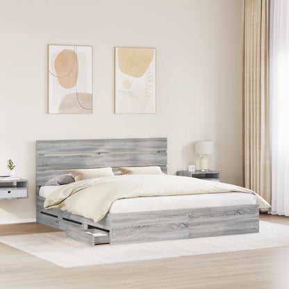 Bed Frame with Drawer Grey Sonoma 180 x 200 cm Engineer Wood