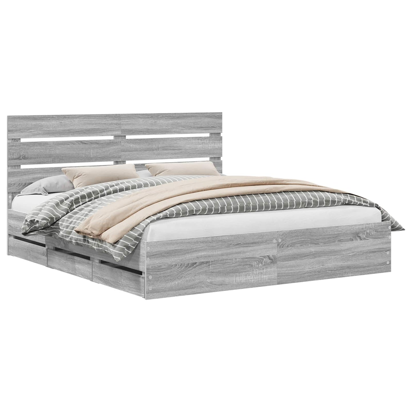 Bed Frame with Drawer Grey Sonoma 180 x 200 cm Engineer Wood