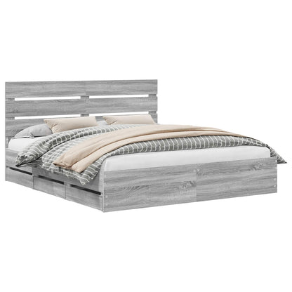 Bed Frame with Drawer Grey Sonoma 180 x 200 cm Engineer Wood
