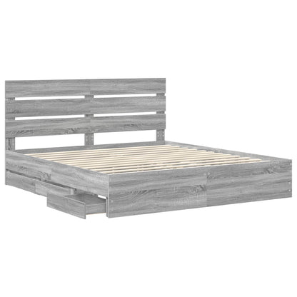 Bed Frame with Drawer Grey Sonoma 180 x 200 cm Engineer Wood