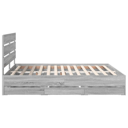 Bed Frame with Drawer Grey Sonoma 180 x 200 cm Engineer Wood
