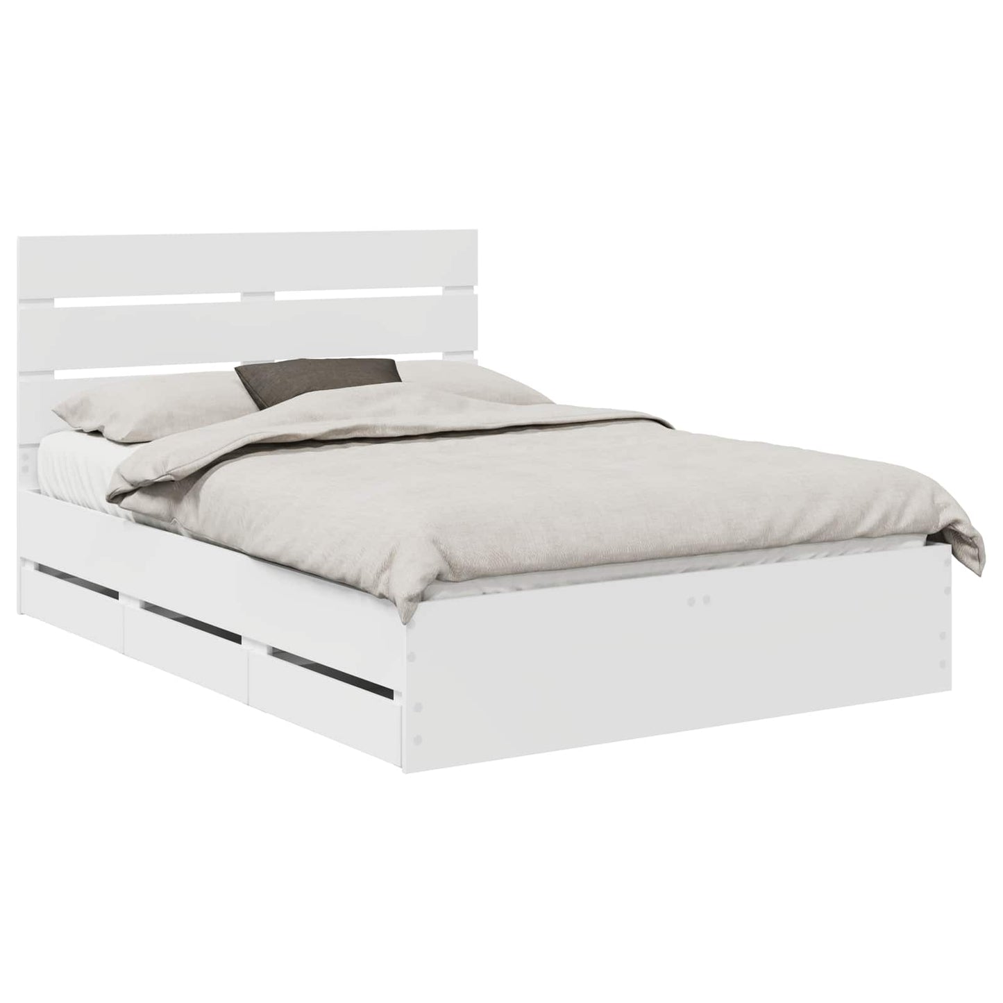 Bed Frame with Drawer White 160 x 200 cm Engineer Wood
