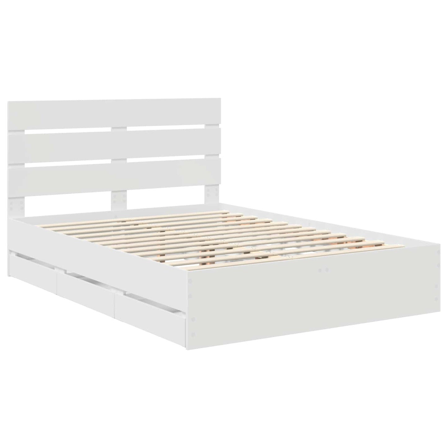 Bed Frame with Drawer White 160 x 200 cm Engineer Wood