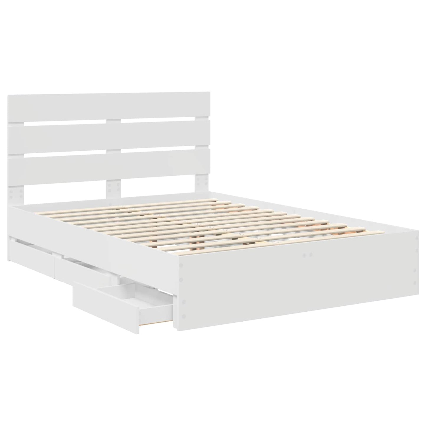 Bed Frame with Drawer White 160 x 200 cm Engineer Wood