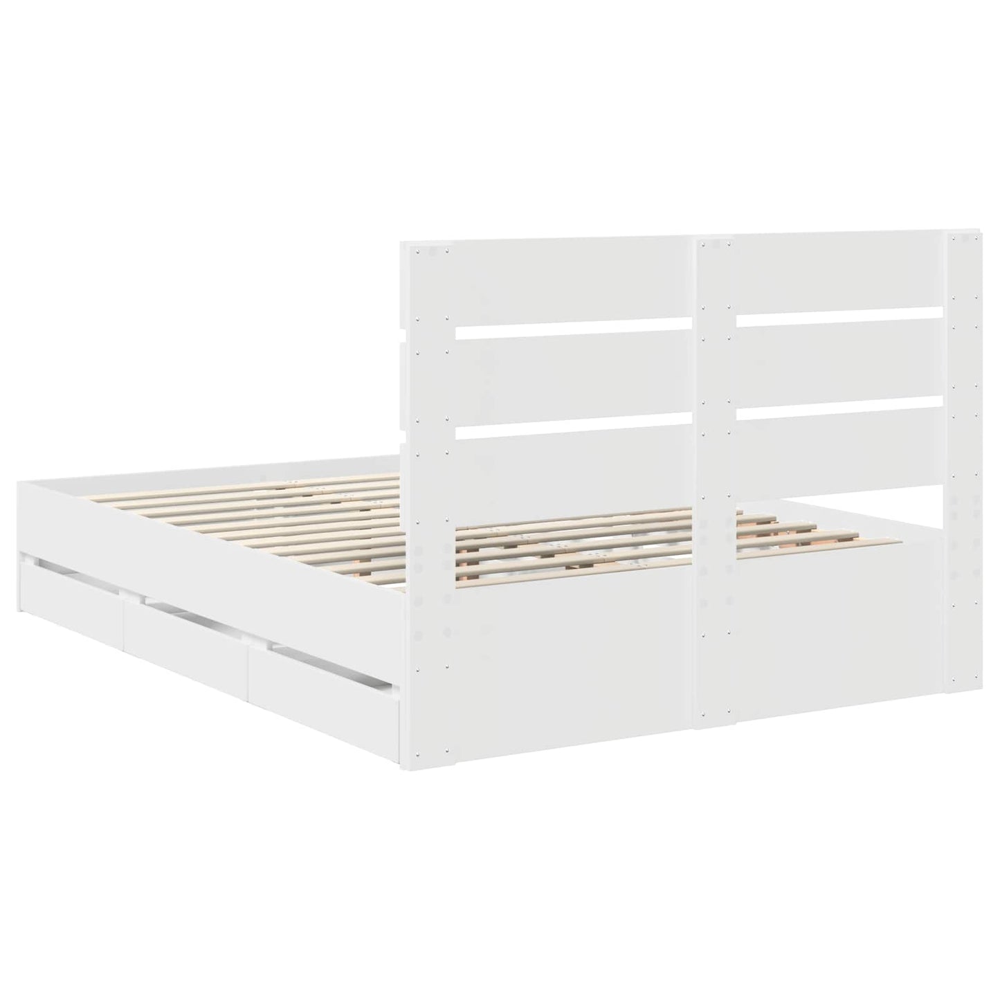 Bed Frame with Drawer White 160 x 200 cm Engineer Wood