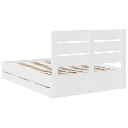 Bed Frame with Drawer White 160 x 200 cm Engineer Wood