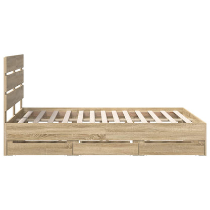 Bed Frame with Drawer Sonoma Oak 160 x 200 cm Engineer Wood
