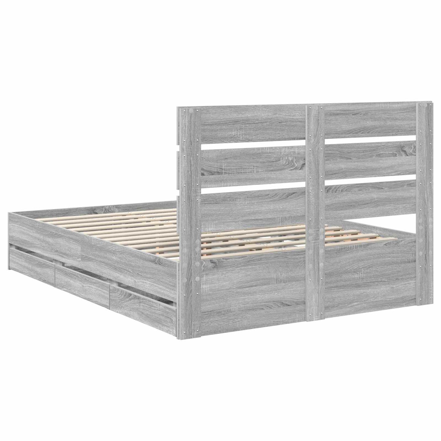 Bed Frame with Drawer Grey Sonoma 160 x 200 cm Engineer Wood