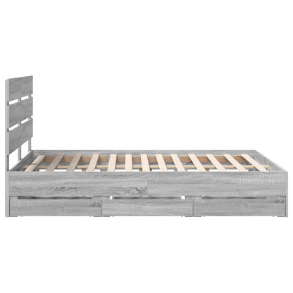 Bed Frame with Drawer Grey Sonoma 160 x 200 cm Engineer Wood
