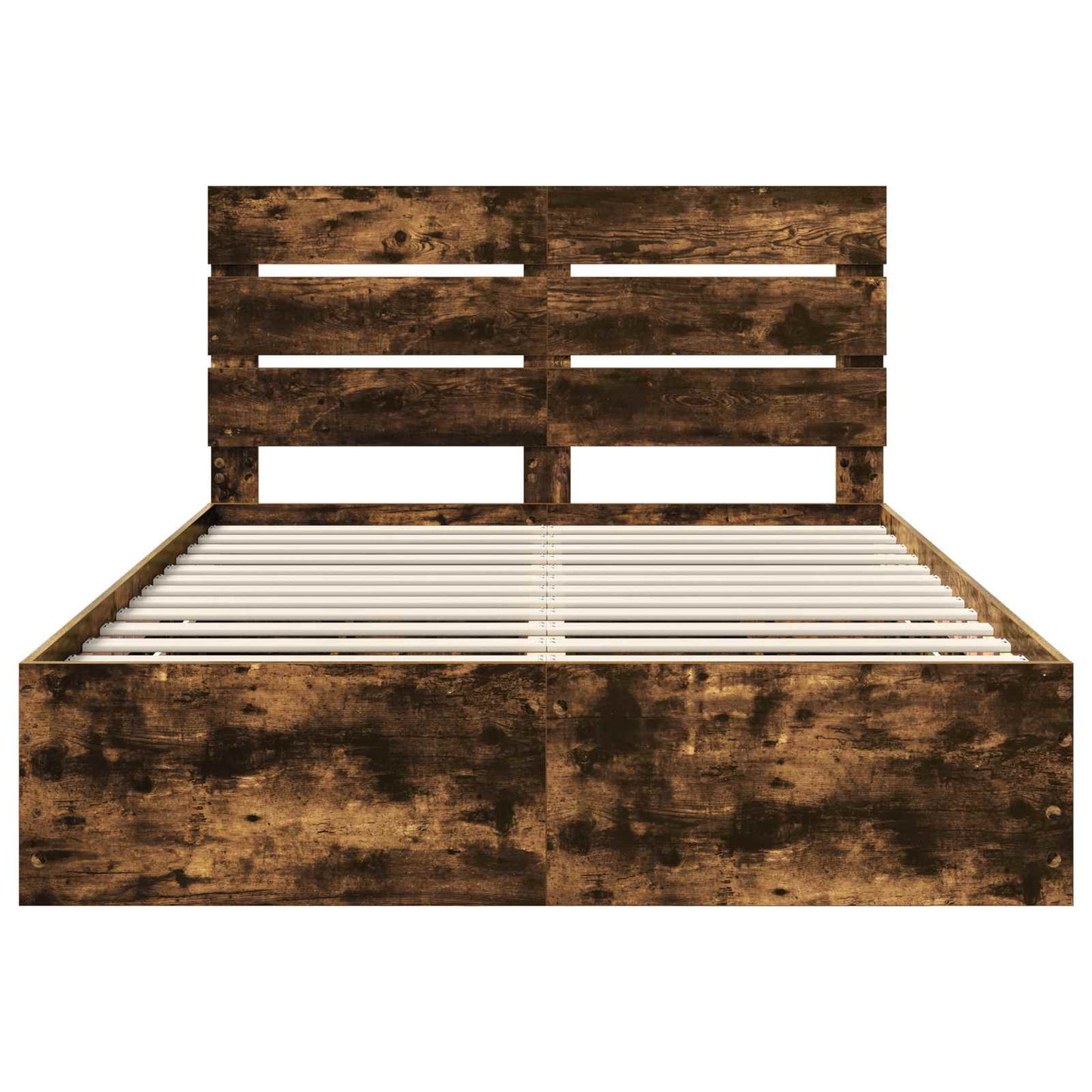 Bed Frame with Drawer Smoked Oak 150 x 200 cm Engineer Wood