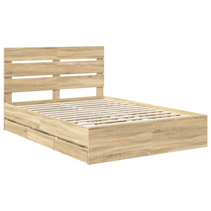 Bed Frame with Drawer Sonoma Oak 140 x 200 cm Engineer Wood