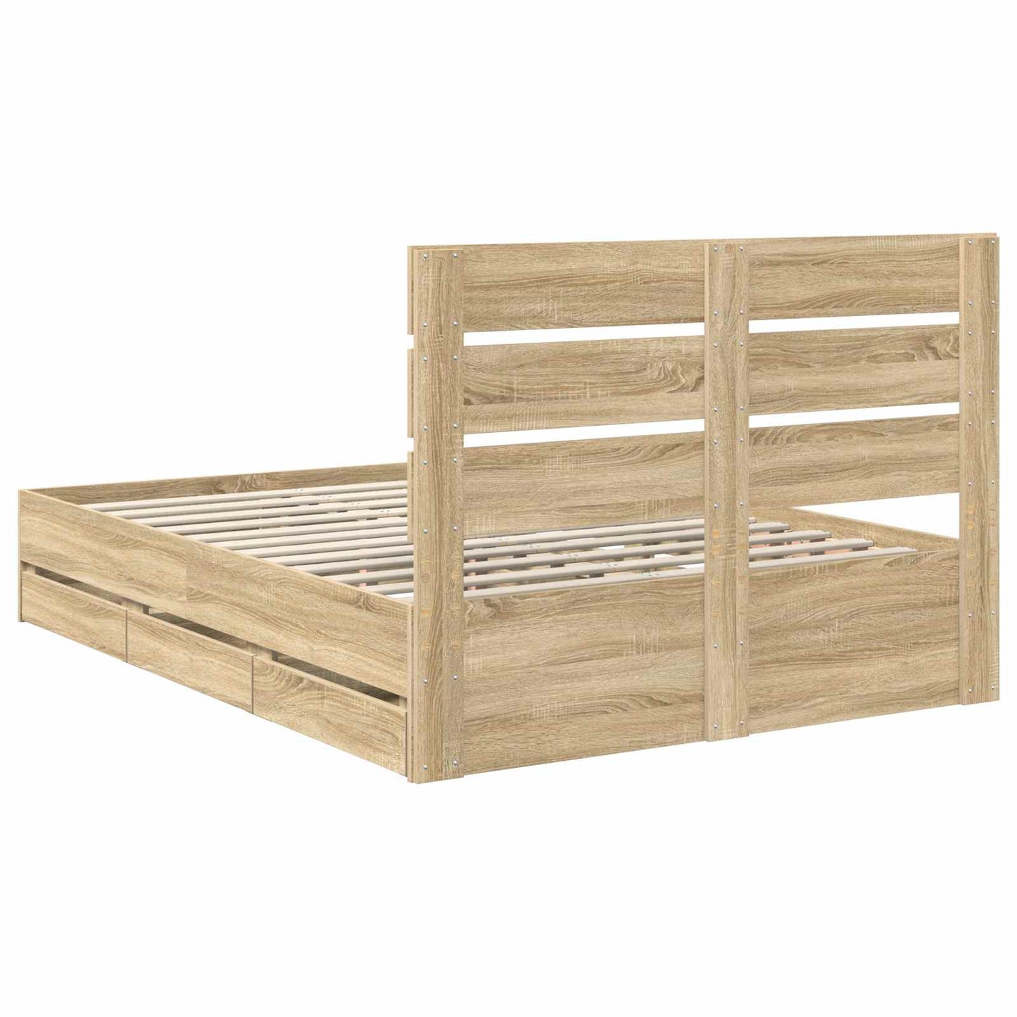Bed Frame with Drawer Sonoma Oak 140 x 200 cm Engineer Wood