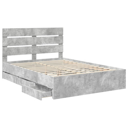 Bed Frame with Drawer Concrete Grey 140 x 190 cm Engineer Wood